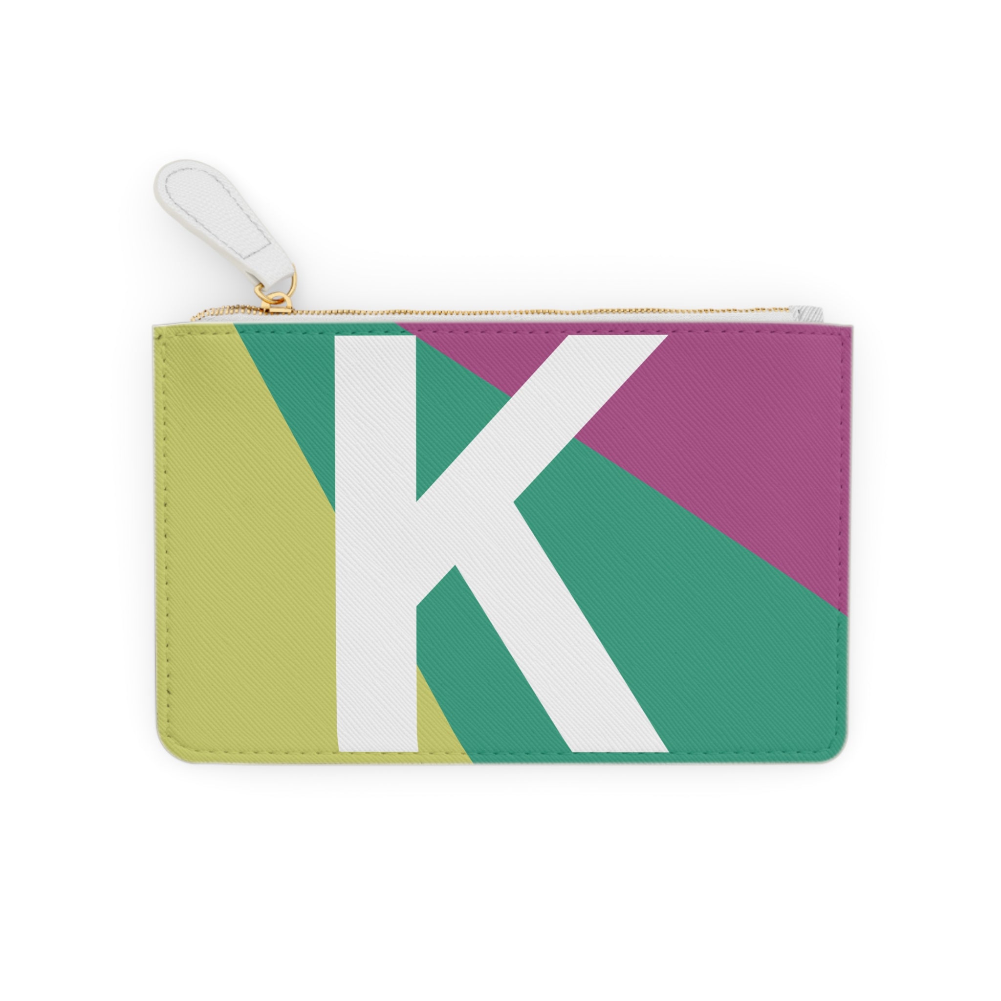 Initial K Mini Clutch — Colorblock Monogram Wristlet Wallet