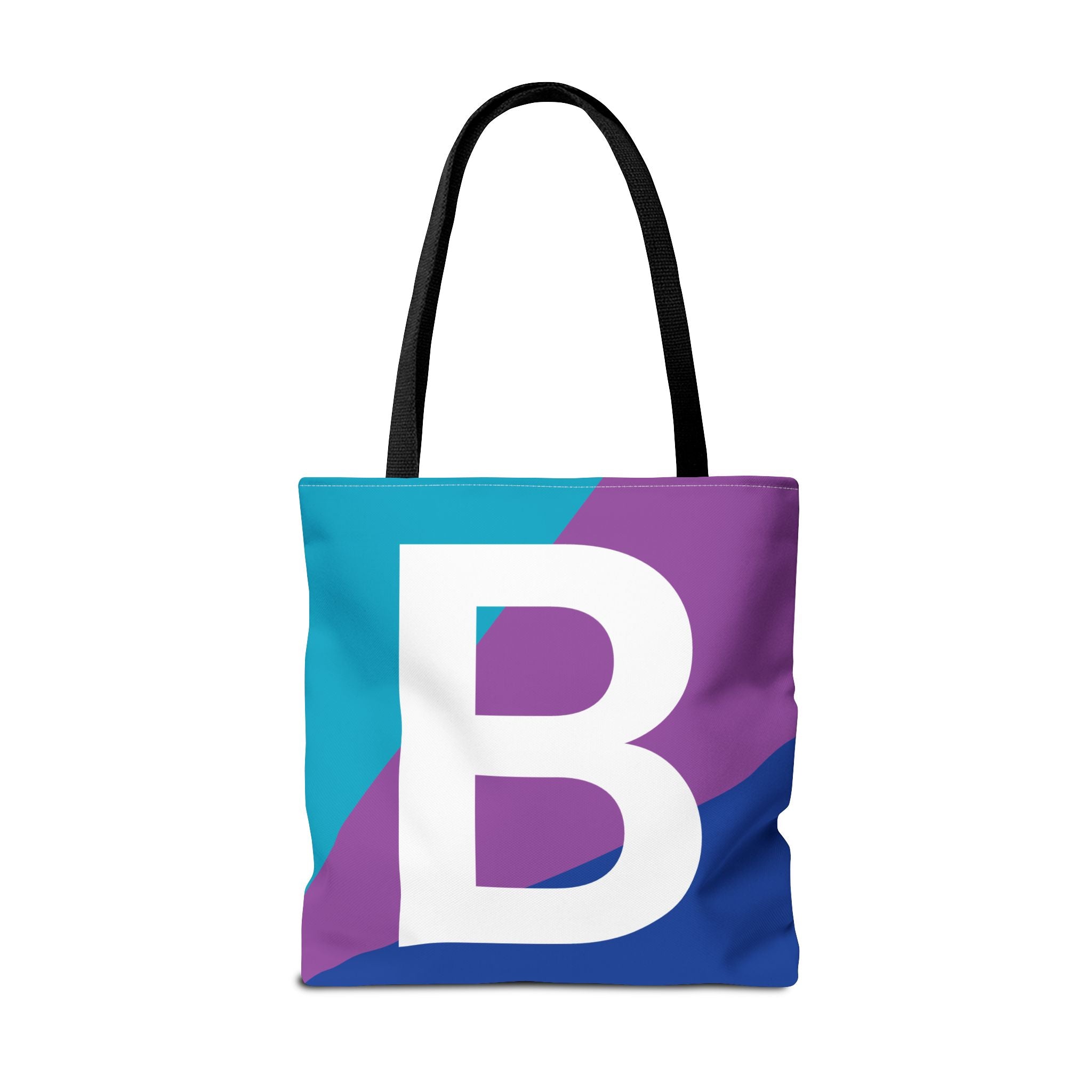 Monogram 'B' Colorblock Tote Bag — Personalized Initial B Shoulder Tote