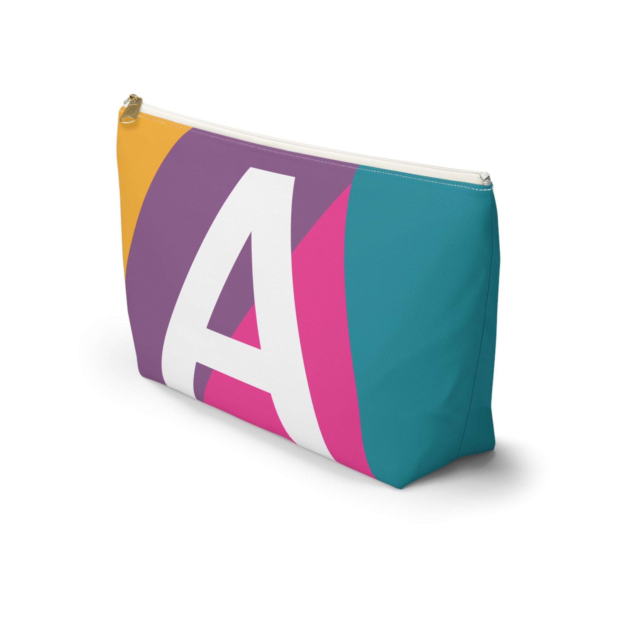 Initials Colorblock Accessory Pouch — Monogram A T-Bottom Cosmetic Bag