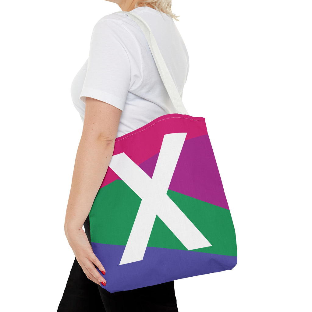 Monogram 'X' Colorblock Tote Bag — Personalized Initial X Shoulder Tote