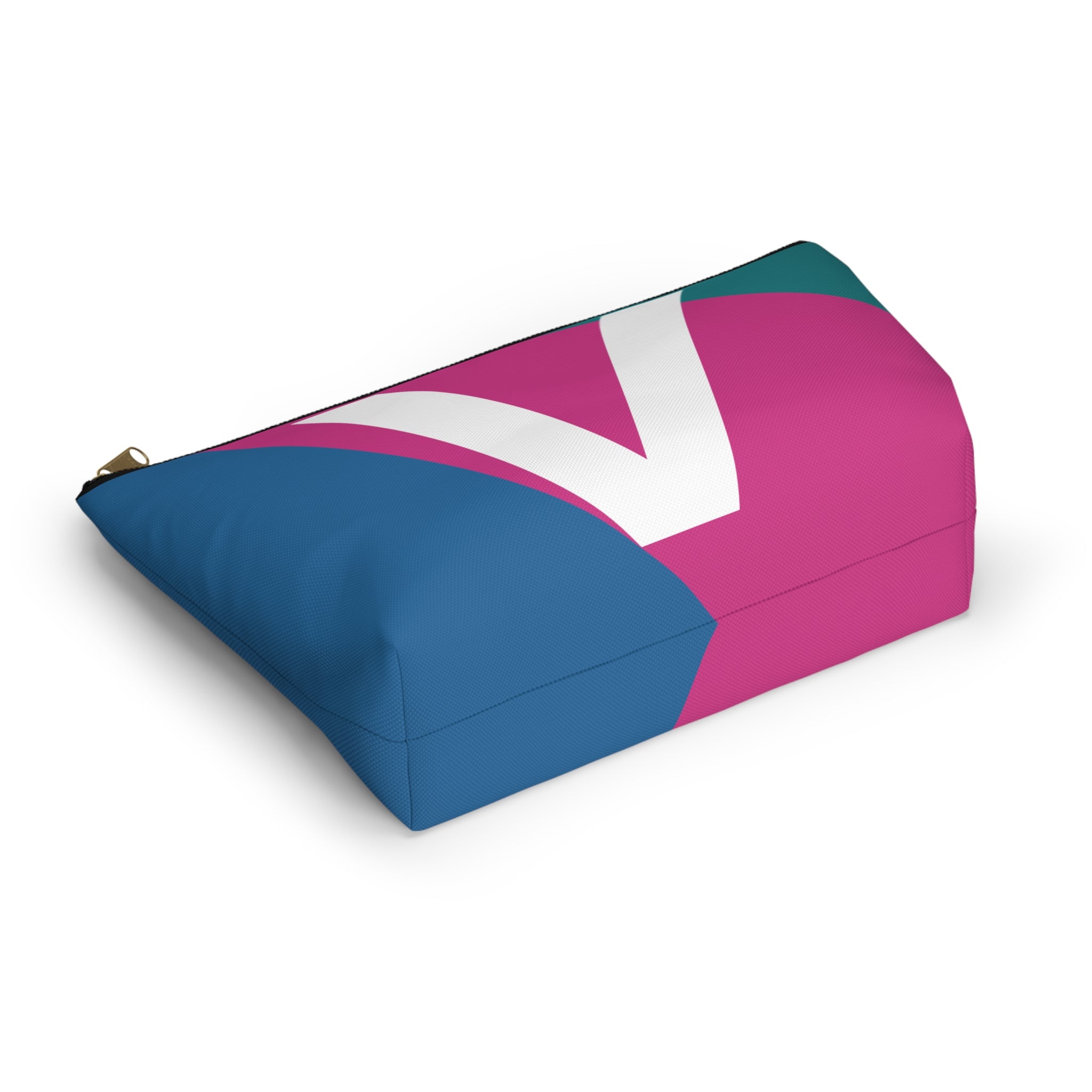 Initials Colorblock Accessory Pouch — Monogram V T-Bottom Cosmetic Bag