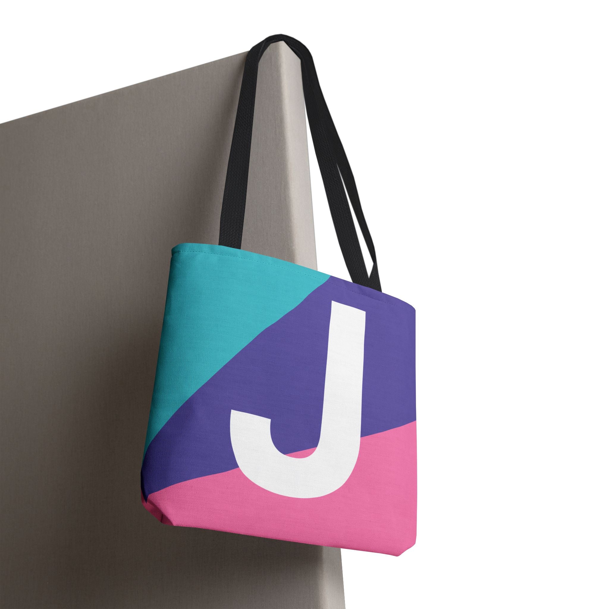 Monogram 'J' Colorblock Tote Bag — Personalized Initial J Shoulder Tote