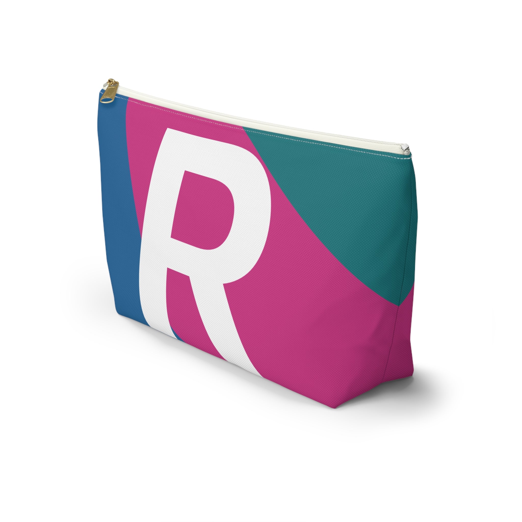Initials Colorblock Accessory Pouch — Monogram R T-Bottom Cosmetic Bag