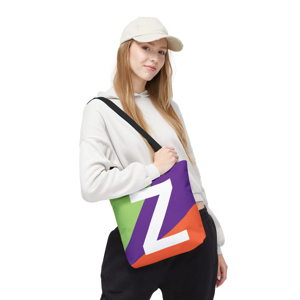 Monogram 'Z' Colorblock Tote Bag — Personalized Initial Z Shoulder Tote