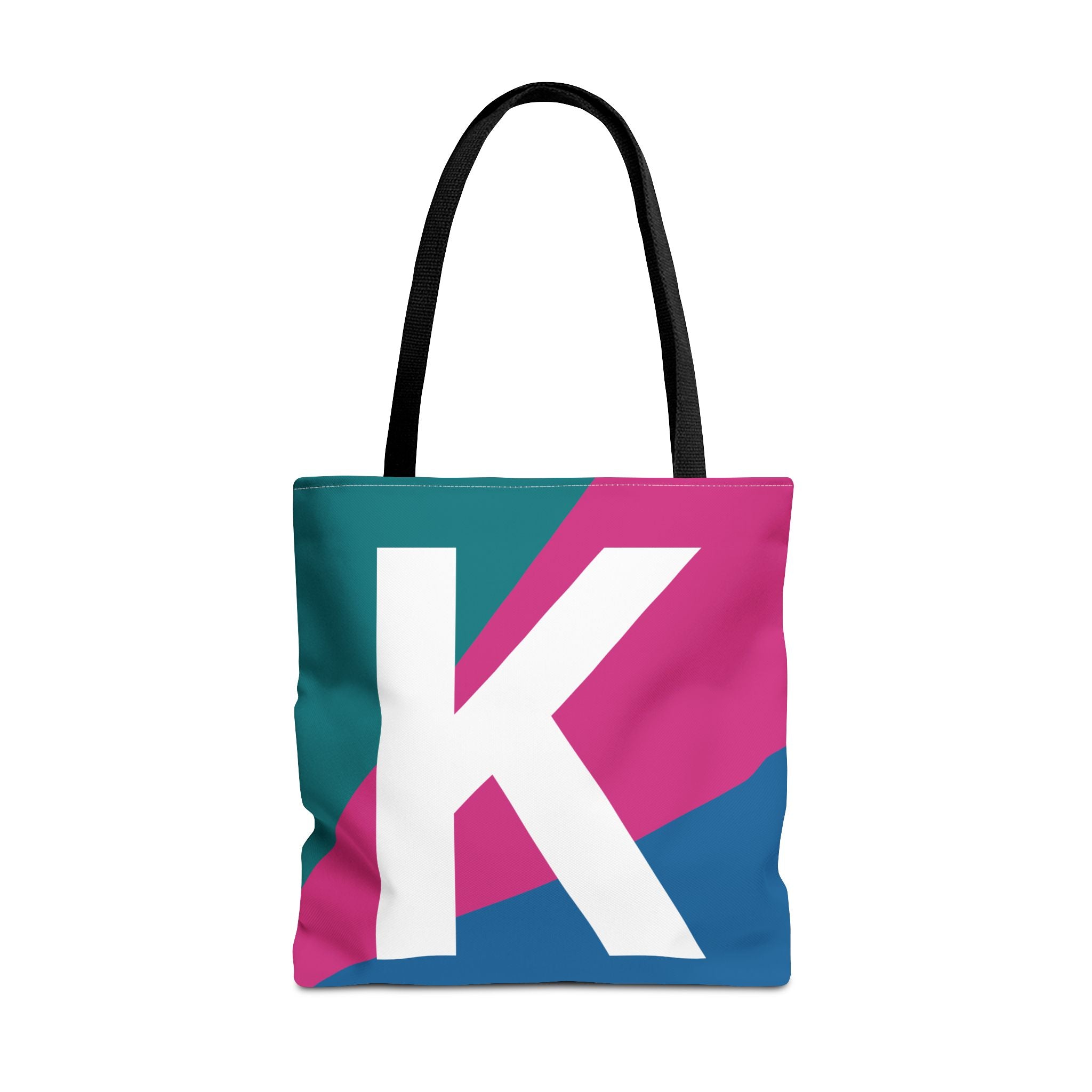 Monogram 'K' Colorblock Tote Bag — Personalized Initial K Shoulder Tote