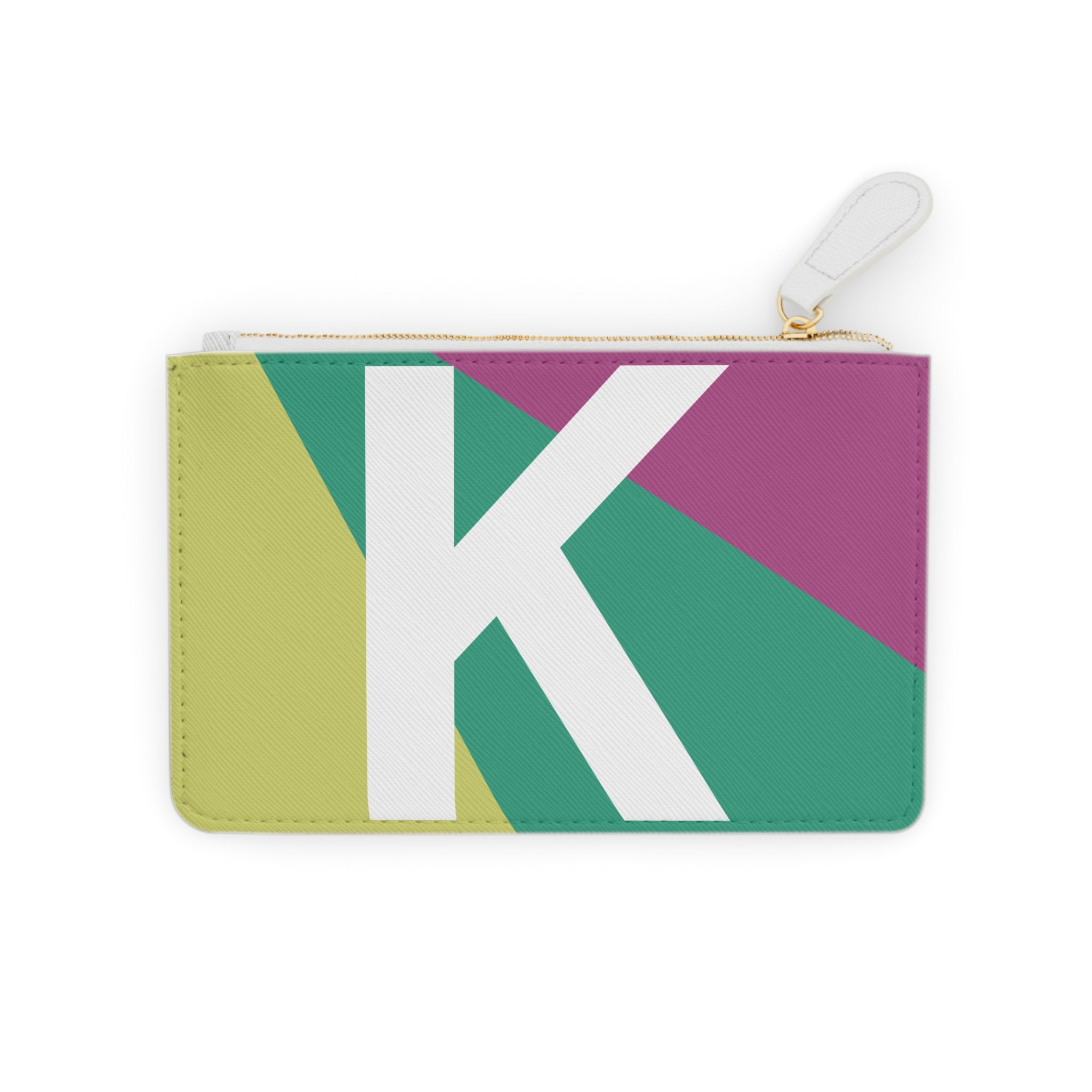Initial K Mini Clutch — Colorblock Monogram Wristlet Wallet