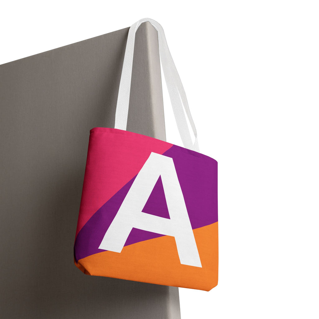 Monogram 'A' Colorblock Tote Bag — Personalized Initial A Shoulder Tote