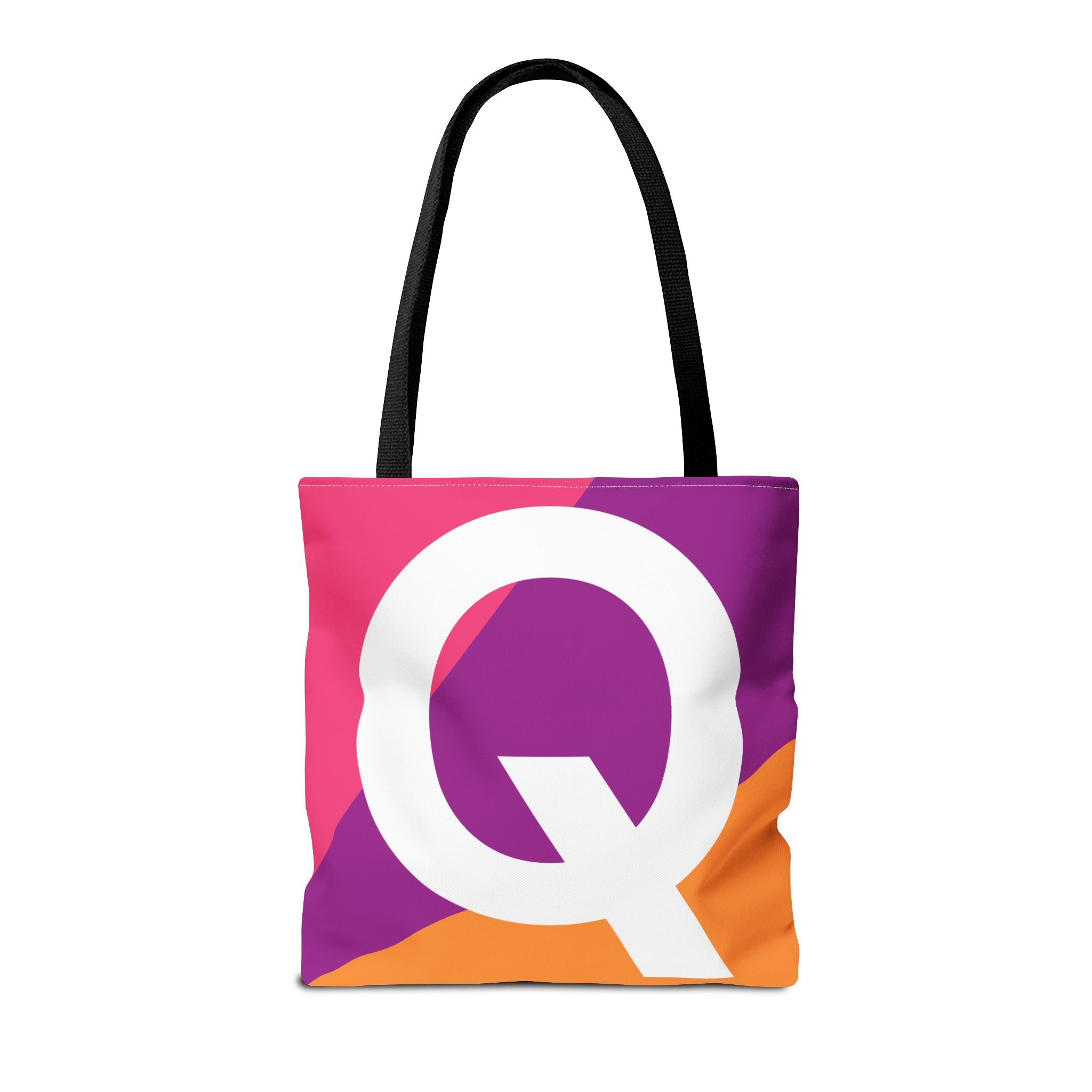 Monogram 'Q' Colorblock Tote Bag — Personalized Initial Q Shoulder Tote