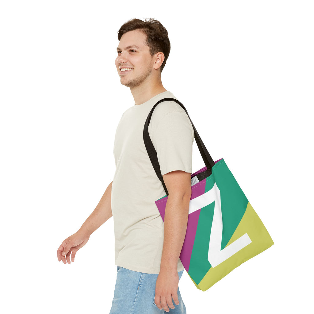 Monogram 'Z' Colorblock Tote Bag — Personalized Initial Z Shoulder Tote