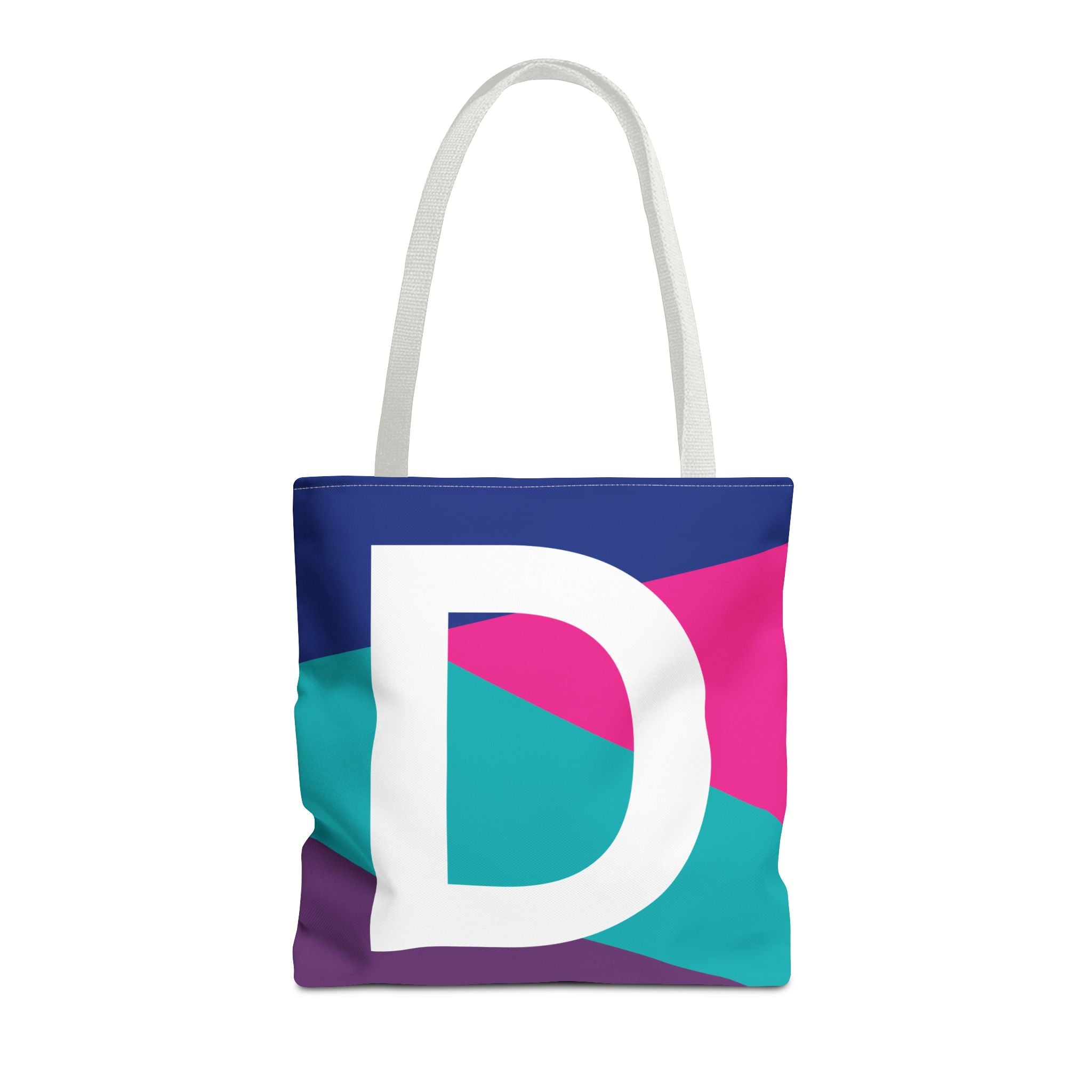 Monogram 'D' Colorblock Tote Bag — Personalized Initial D Shoulder Tote