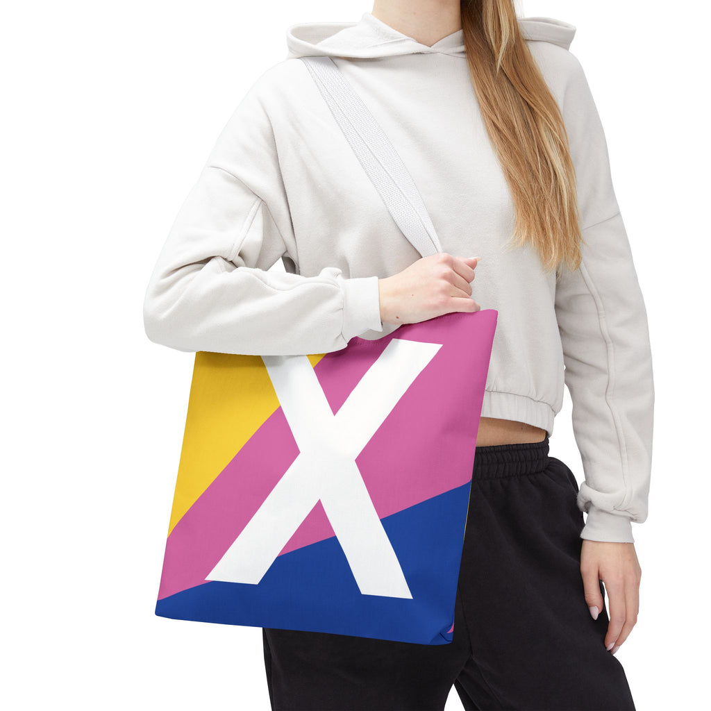 Monogram 'X' Colorblock Tote Bag — Personalized Initial X Shoulder Tote