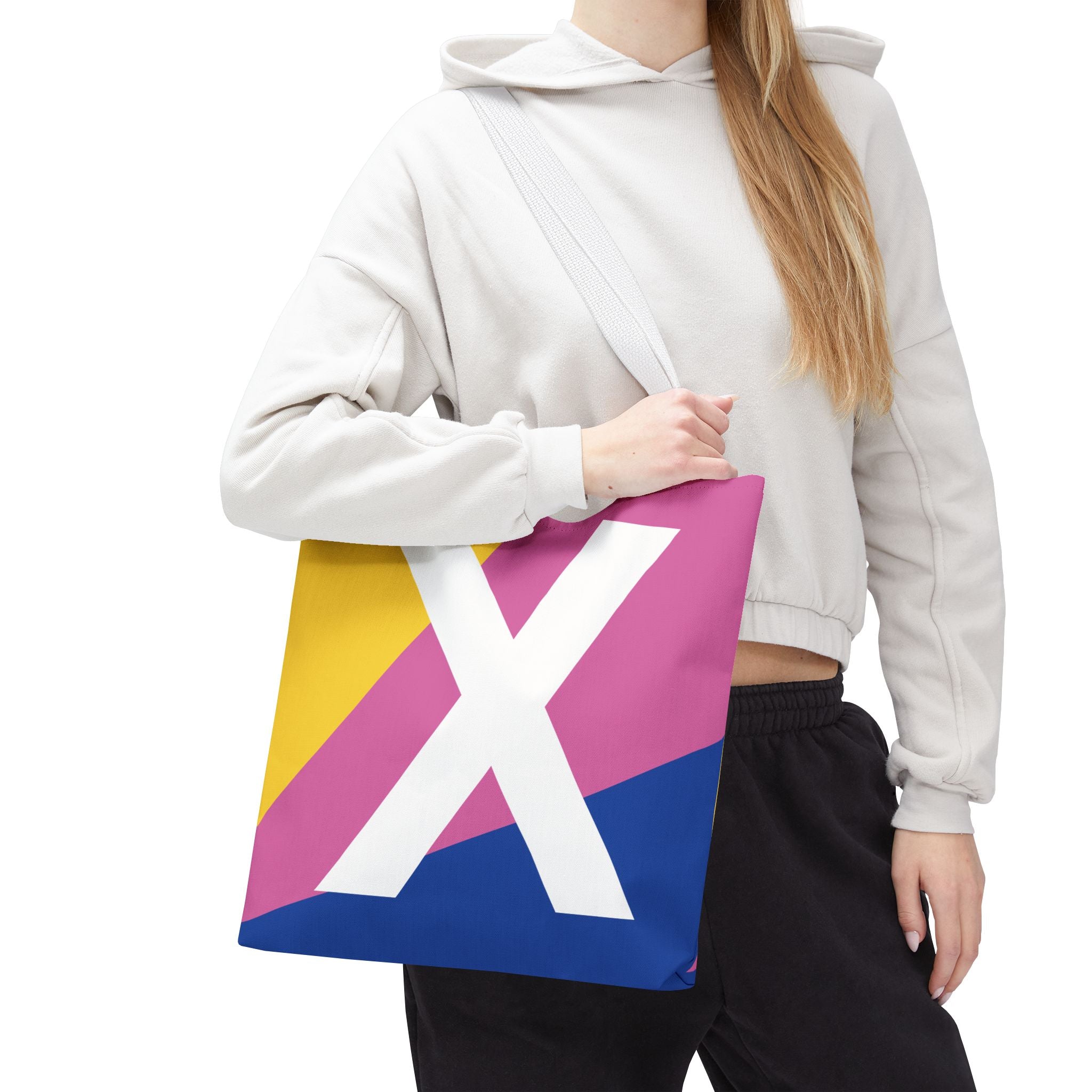 Monogram 'X' Colorblock Tote Bag — Personalized Initial X Shoulder Tote