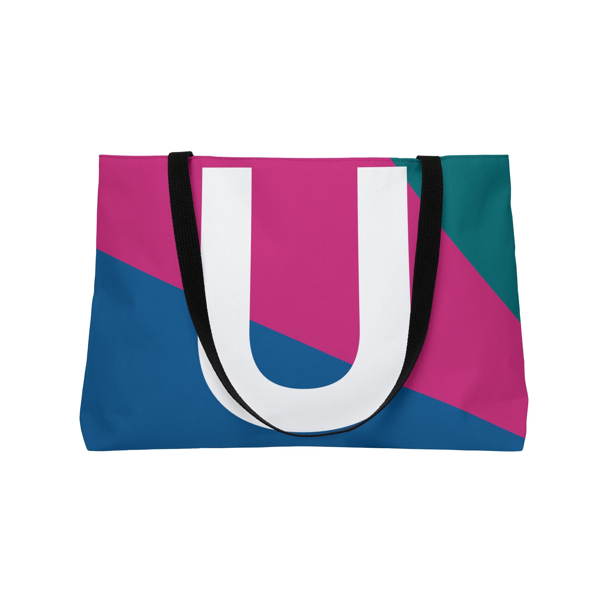 Personalized 'U' Colorblock Tote Bag — Monogram Weekender Tote