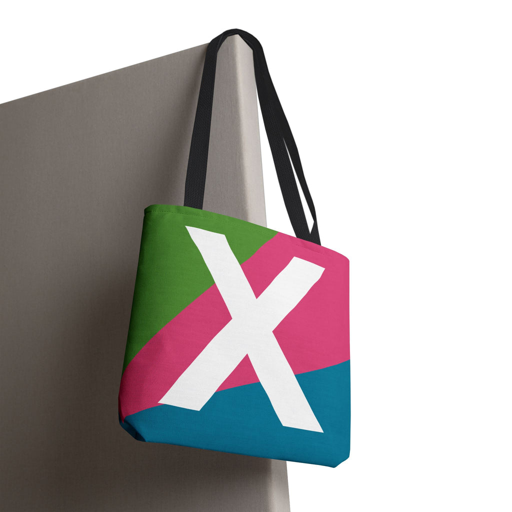 Monogram 'X' Colorblock Tote Bag — Personalized Initial X Shoulder Tote