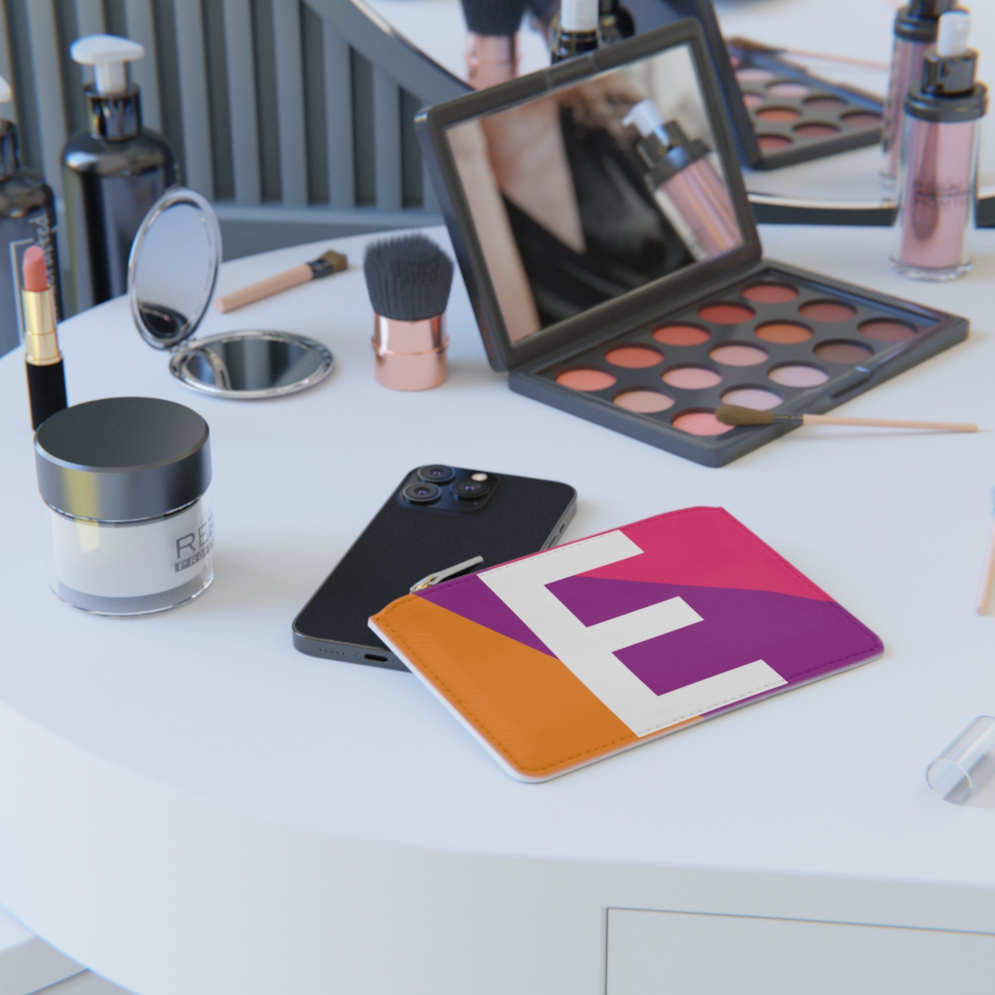 Initial E Mini Clutch — Colorblock Monogram Wristlet Wallet
