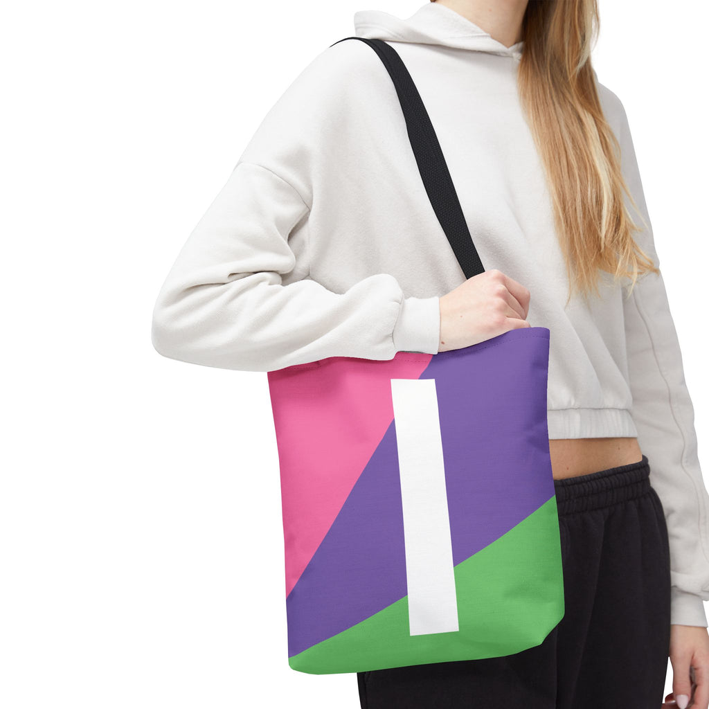 Monogram 'I' Colorblock Tote Bag — Personalized Initial I Shoulder Tote