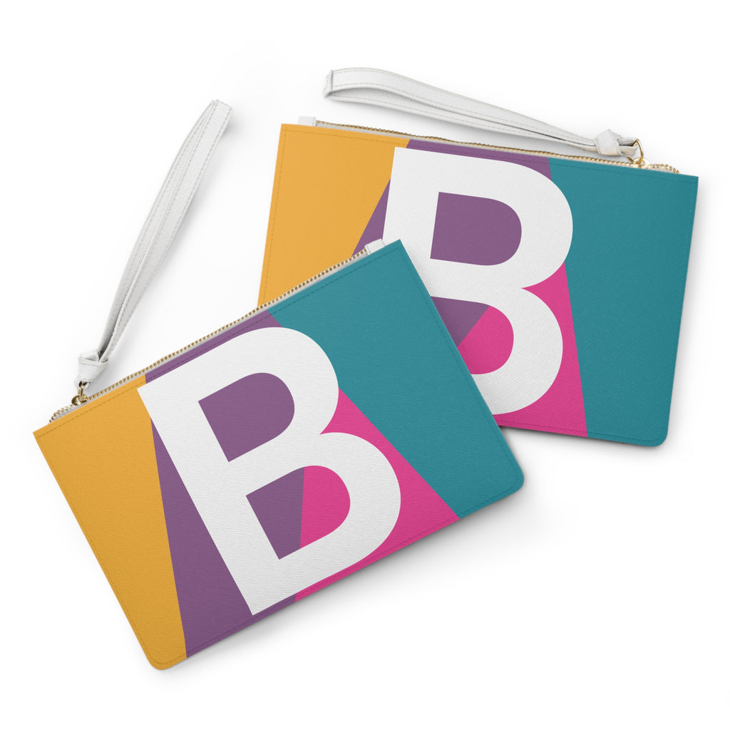 Monogram 'B' Colorblock Clutch Bag — Bold Geometric Wristlet for Everyday & Gifts