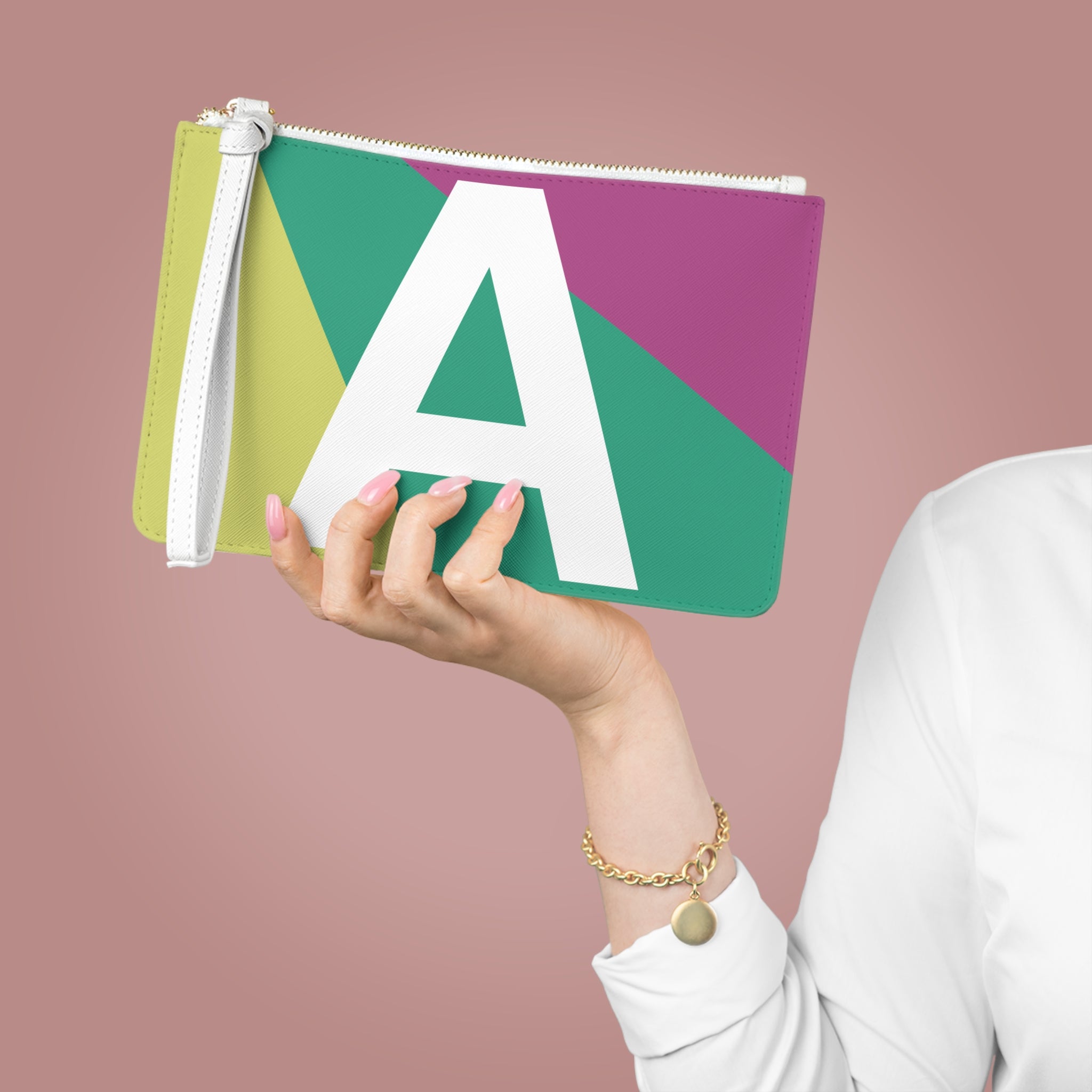 Monogram 'A' Colorblock Clutch Bag — Bold Geometric Wristlet for Everyday & Gifts