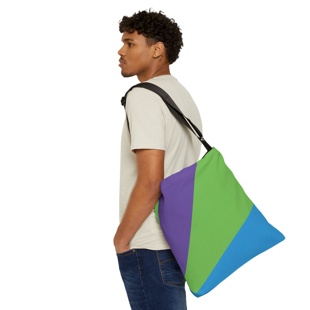 Colorblock Geometric Tote Bag — Adjustable Strap, Bright Abstract Pattern