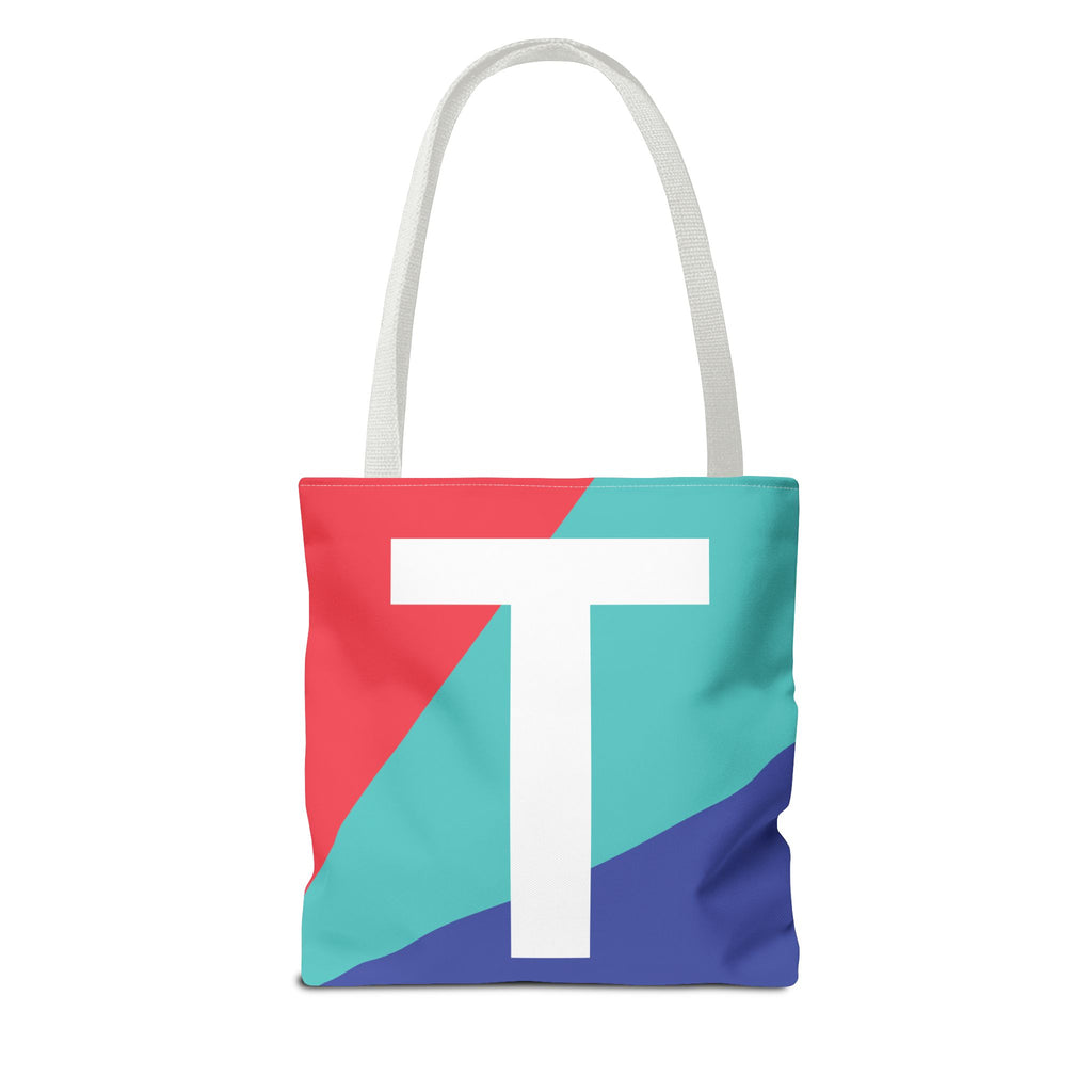 Monogram 'T' Colorblock Tote Bag — Personalized Initial T Shoulder Tote