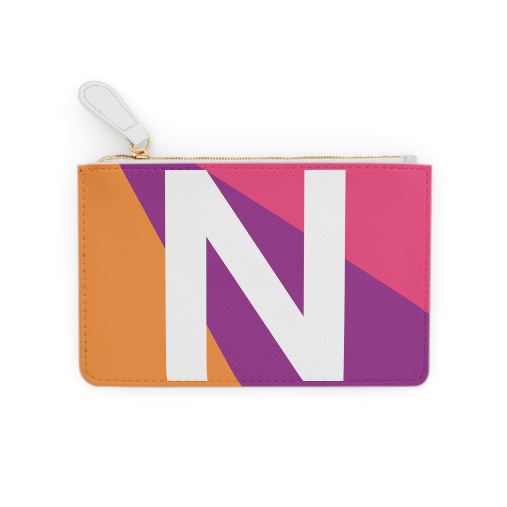 Initial N Mini Clutch — Colorblock Monogram Wristlet Wallet