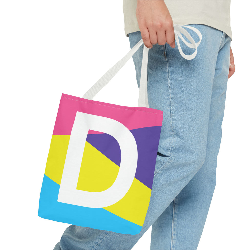 Monogram 'D' Colorblock Tote Bag — Personalized Initial D Shoulder Tote