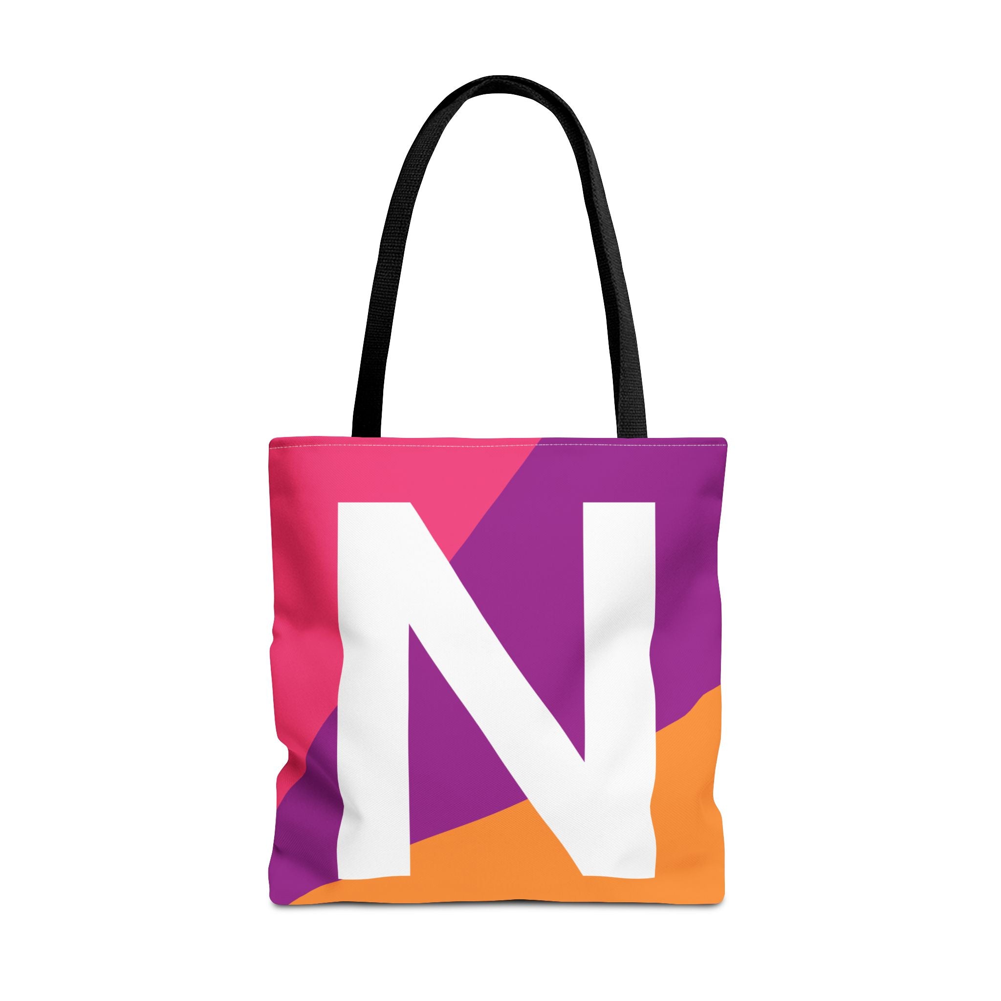 Monogram 'N' Colorblock Tote Bag — Personalized Initial N Shoulder Tote