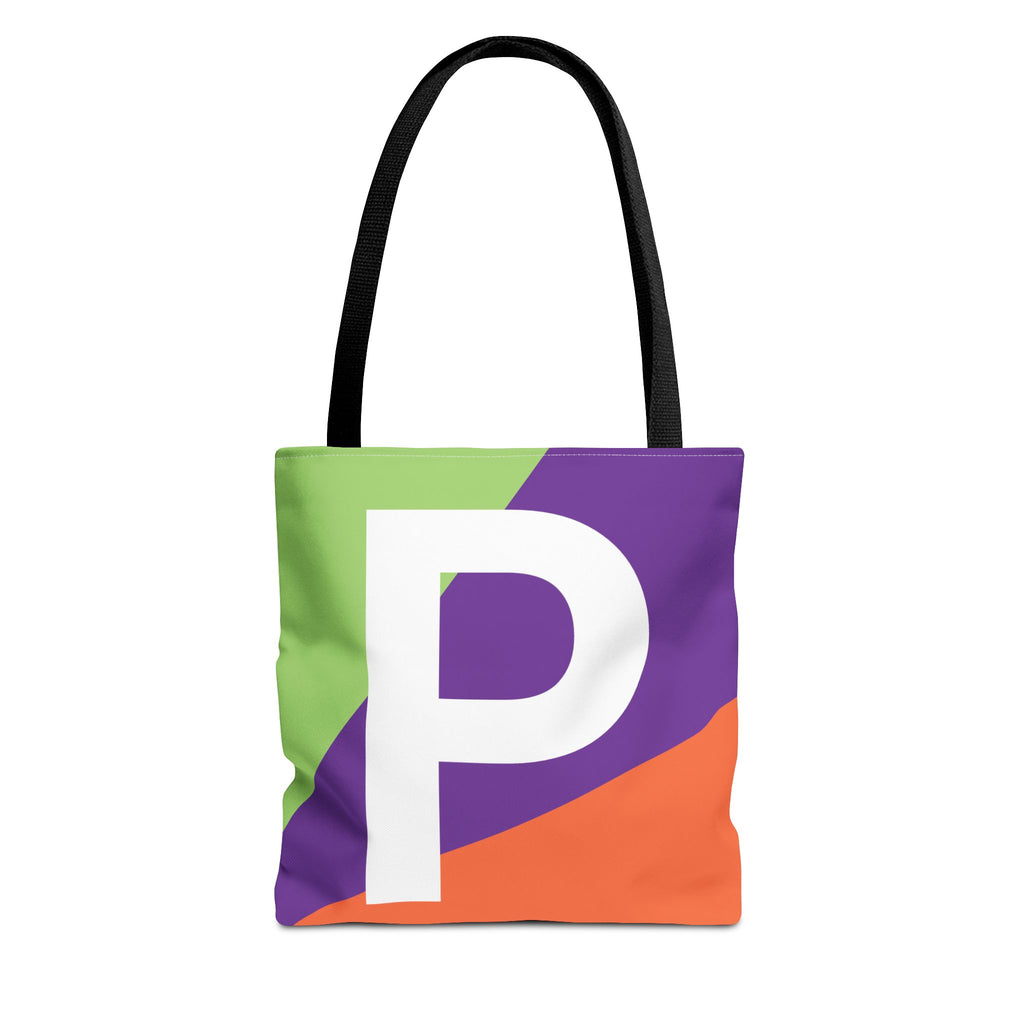 Monogram 'P' Colorblock Tote Bag — Personalized Initial P Shoulder Tote