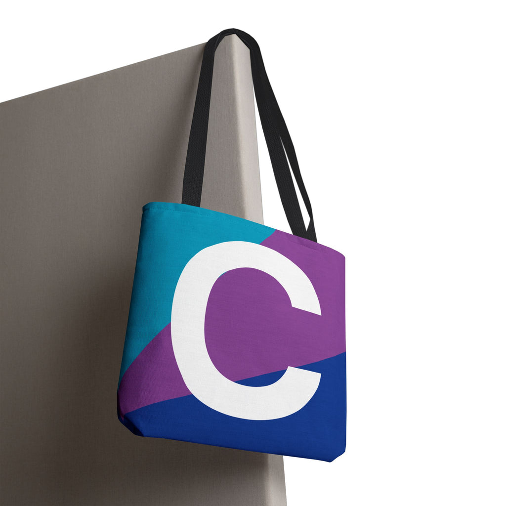 Monogram 'C' Colorblock Tote Bag — Personalized Initial C Shoulder Tote