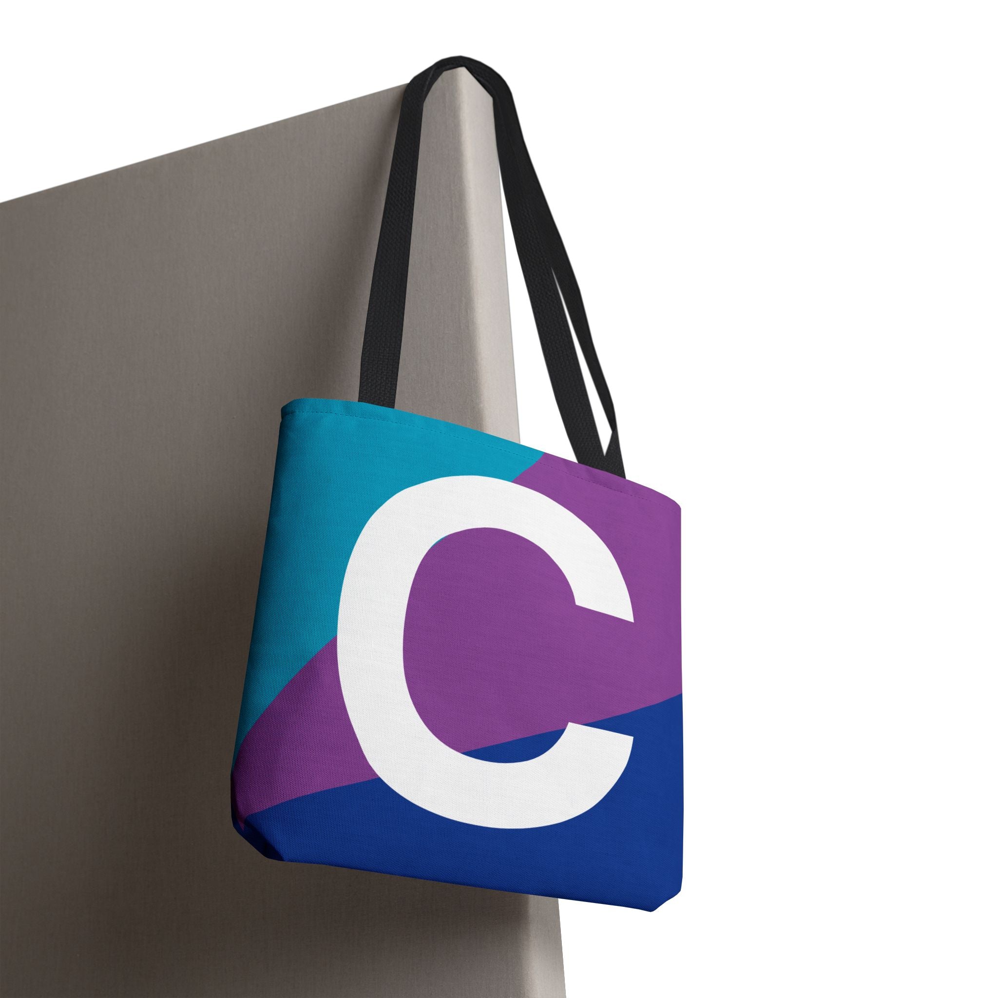 Monogram 'C' Colorblock Tote Bag — Personalized Initial C Shoulder Tote