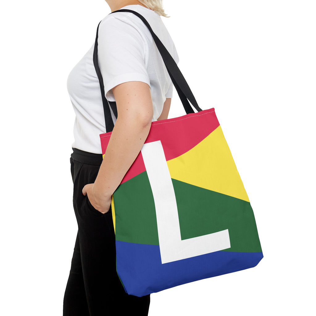 Monogram 'L' Colorblock Tote Bag — Personalized Initial L Shoulder Tote