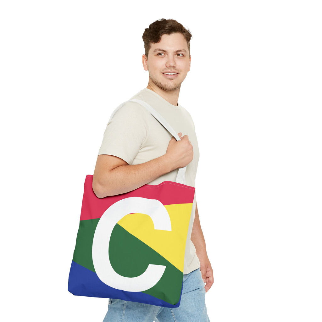 Monogram 'C' Colorblock Tote Bag — Personalized Initial C Shoulder Tote