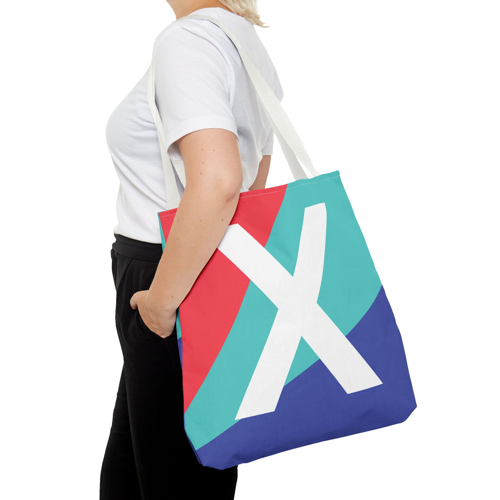Monogram 'X' Colorblock Tote Bag — Personalized Initial X Shoulder Tote