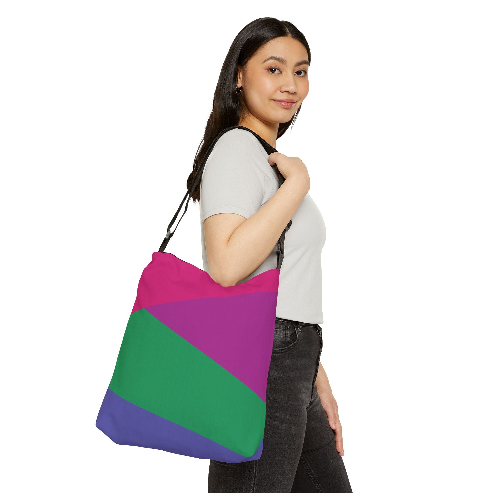 Colorblock Geometric Tote Bag — Adjustable Strap, Bright Abstract Pattern