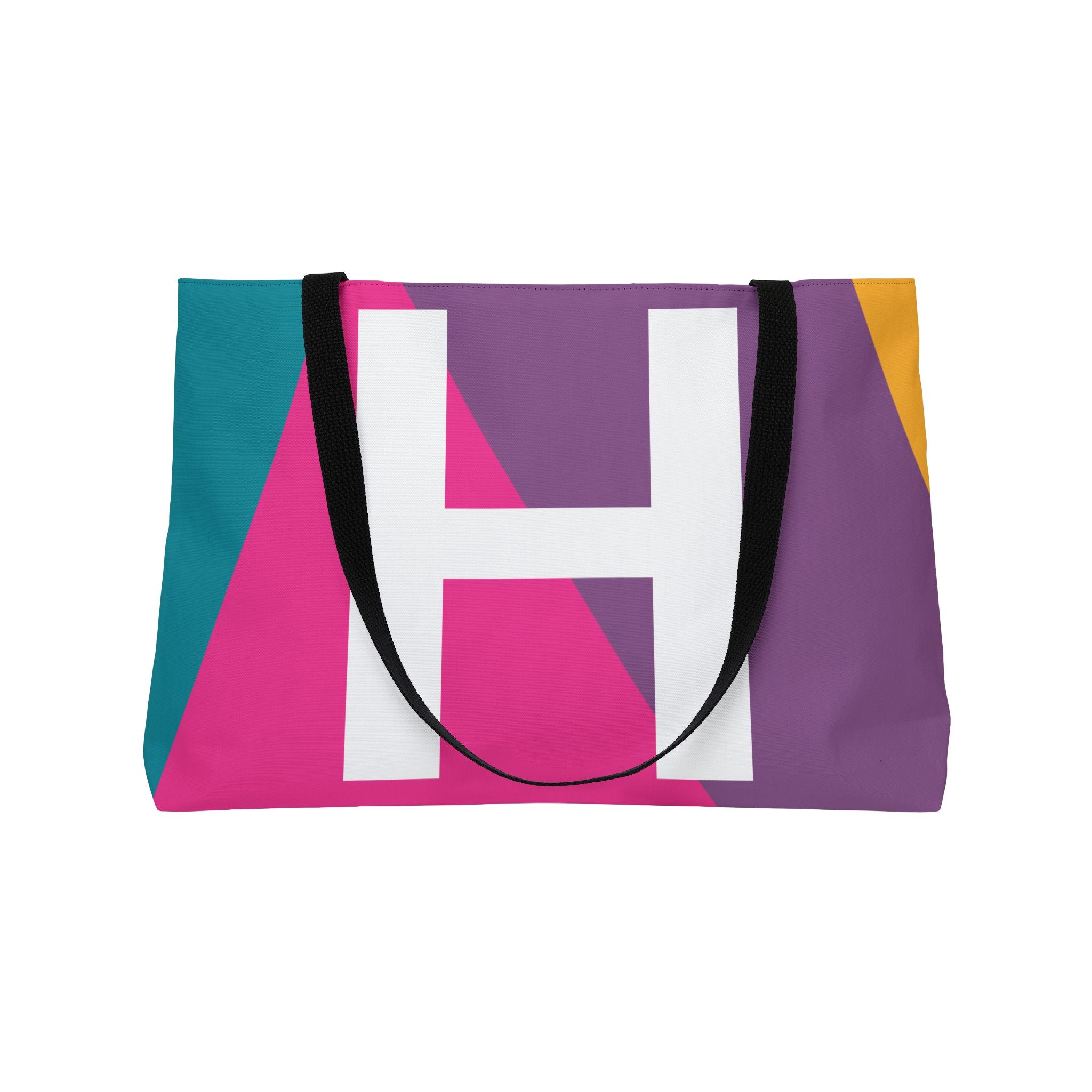 Personalized 'H' Colorblock Tote Bag — Monogram Weekender Tote