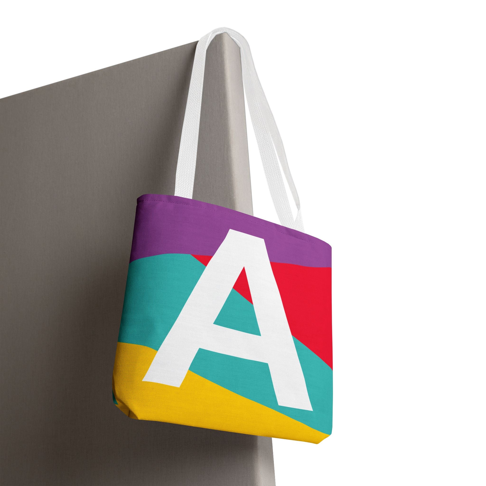Monogram 'A' Colorblock Tote Bag — Personalized Initial A Shoulder Tote