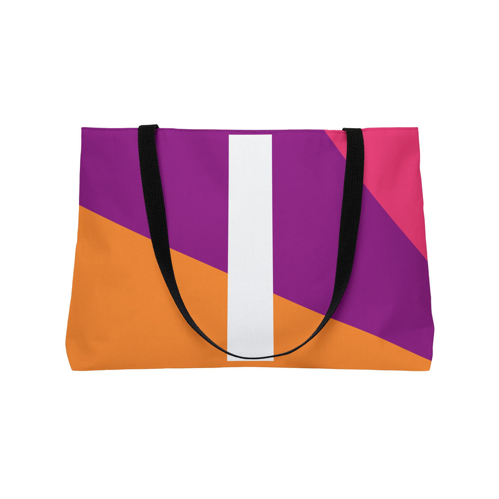 Personalized 'I' Colorblock Tote Bag — Monogram Weekender Tote