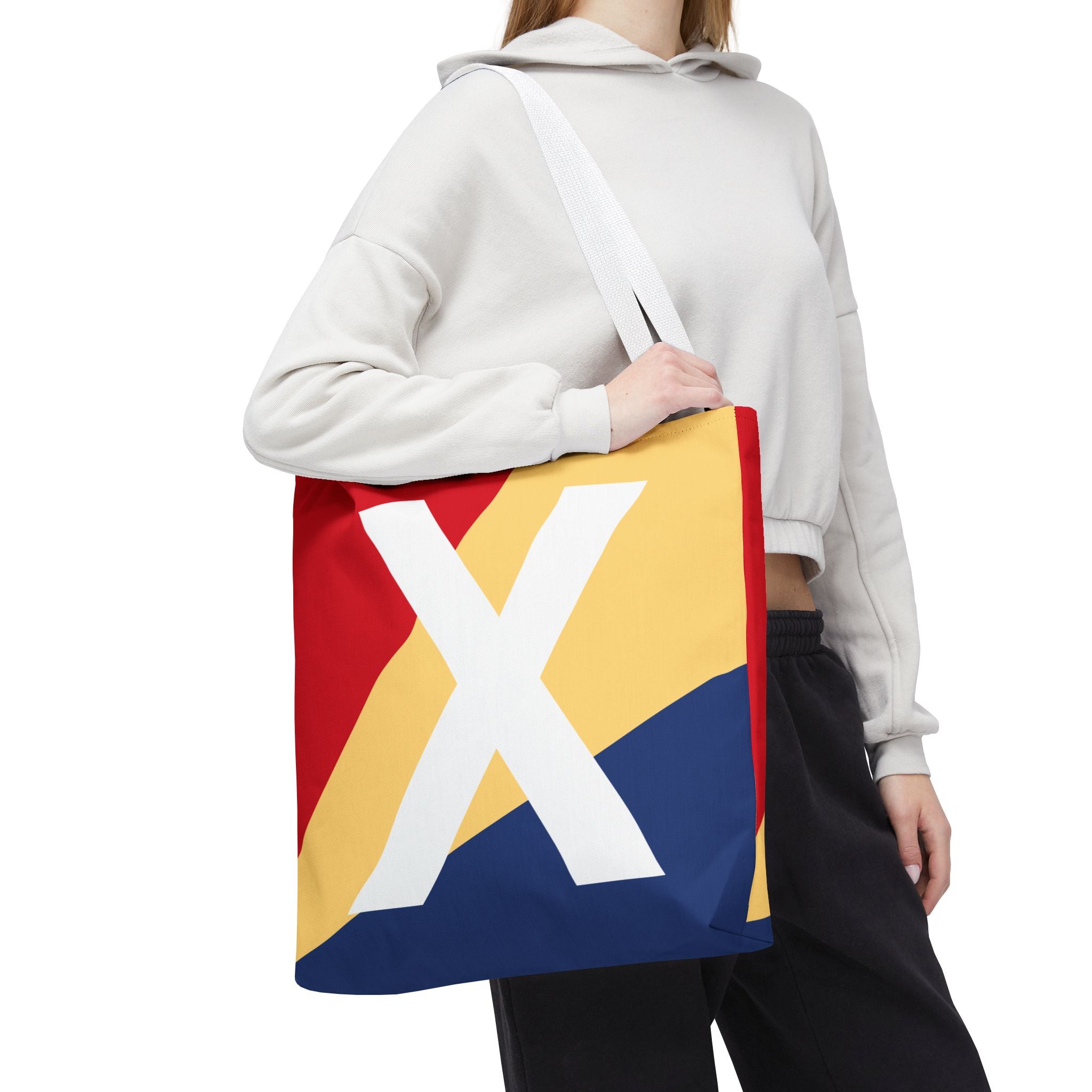 Monogram 'X' Colorblock Tote Bag — Personalized Initial X Shoulder Tote