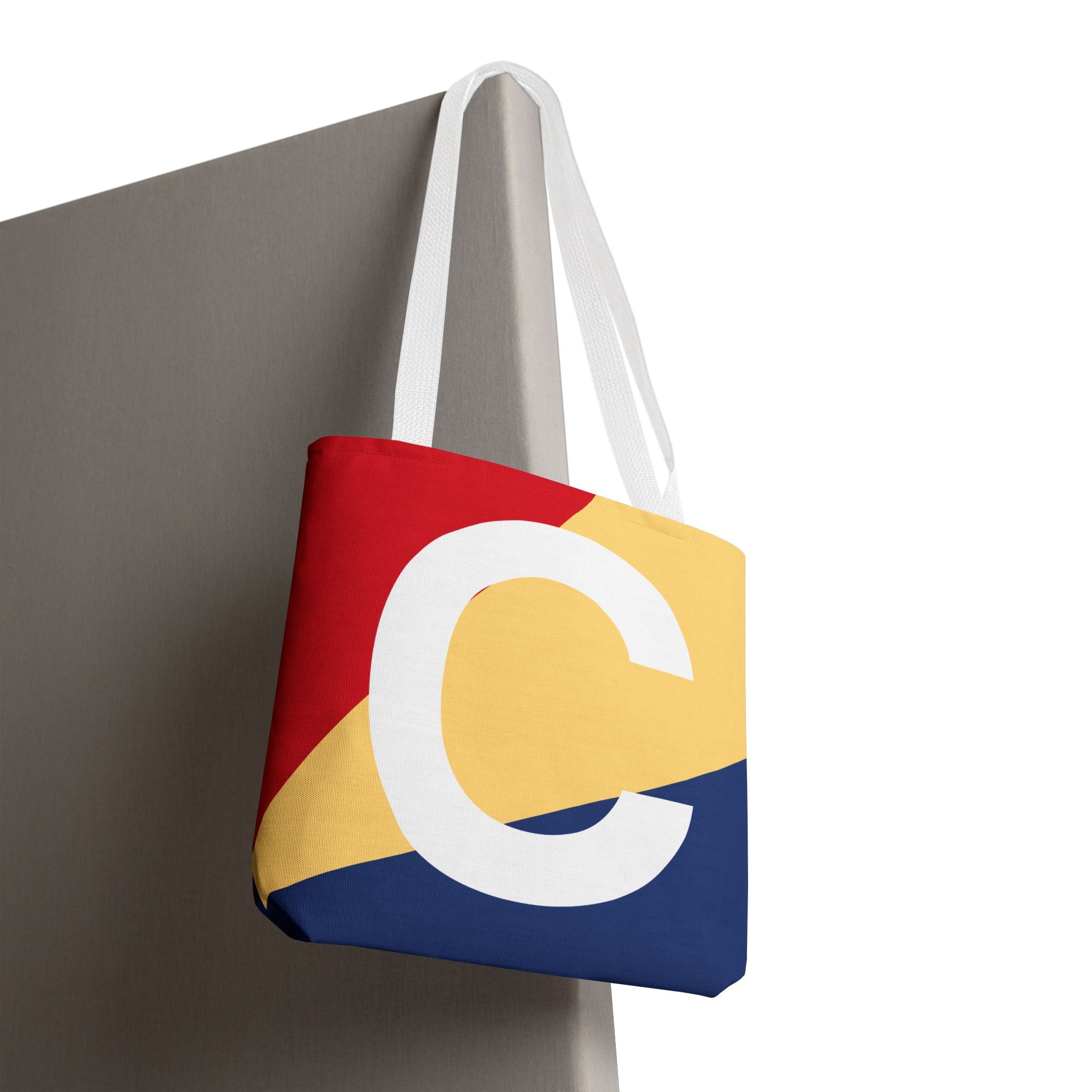 Monogram 'C' Colorblock Tote Bag — Personalized Initial C Shoulder Tote