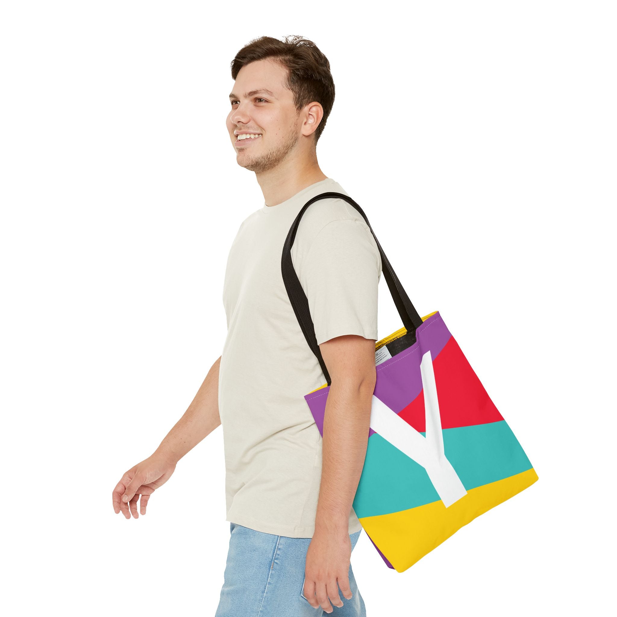 Monogram 'Y' Colorblock Tote Bag — Personalized Initial Y Shoulder Tote
