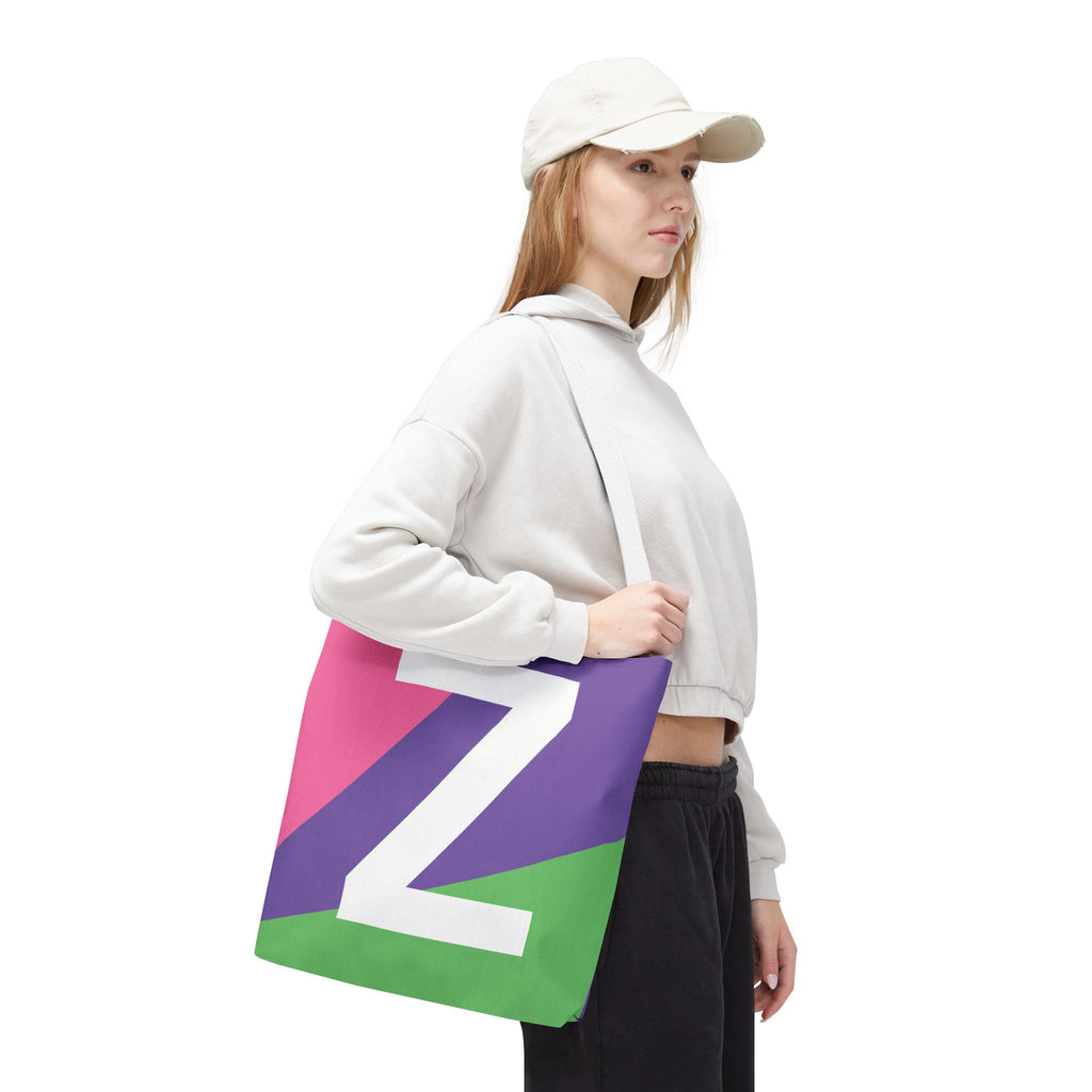 Monogram 'Z' Colorblock Tote Bag — Personalized Initial Z Shoulder Tote