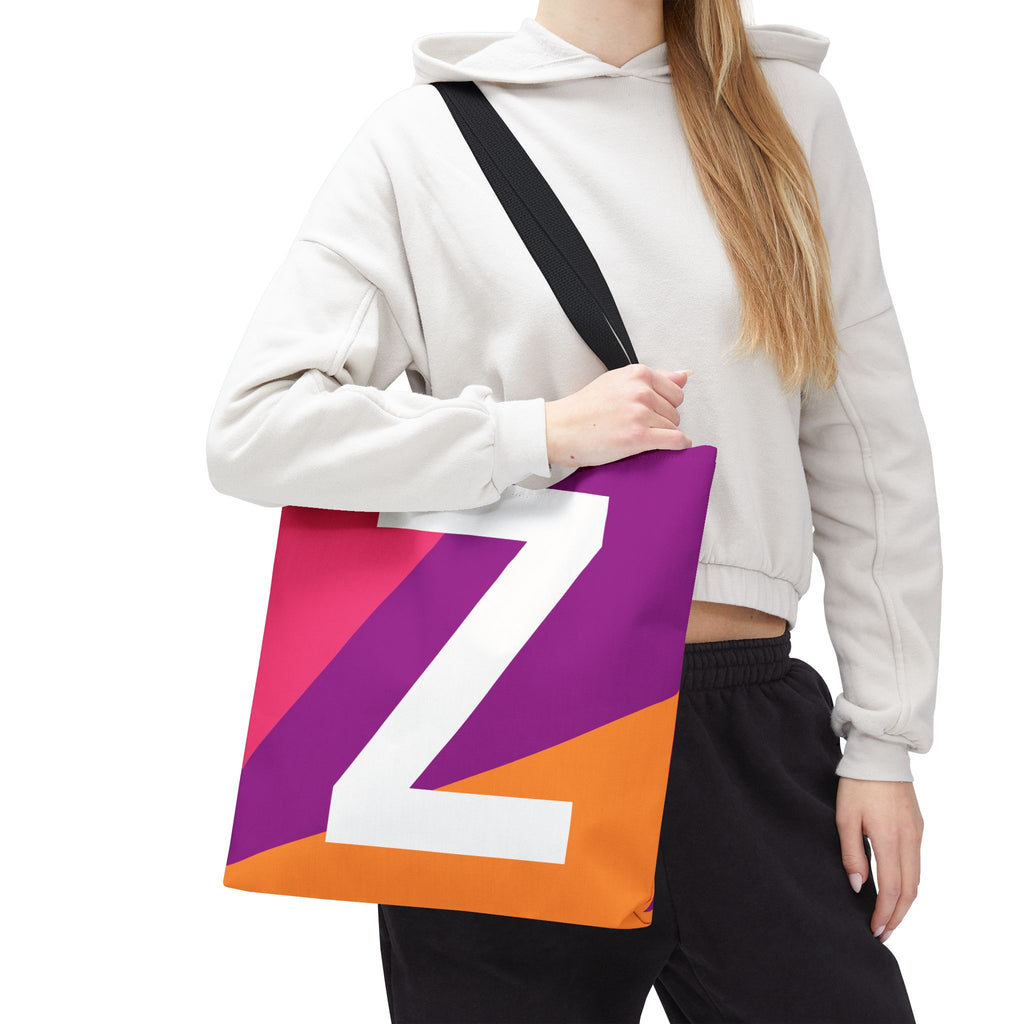 Monogram 'Z' Colorblock Tote Bag — Personalized Initial Z Shoulder Tote