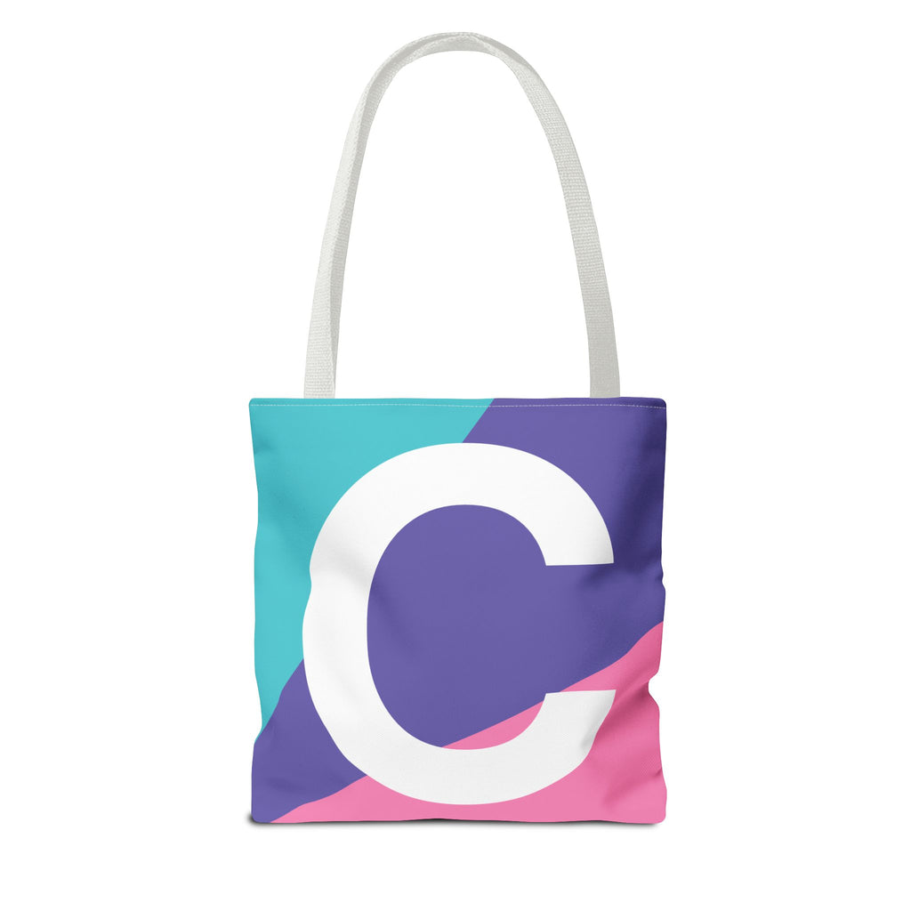 Monogram 'C' Colorblock Tote Bag — Personalized Initial C Shoulder Tote
