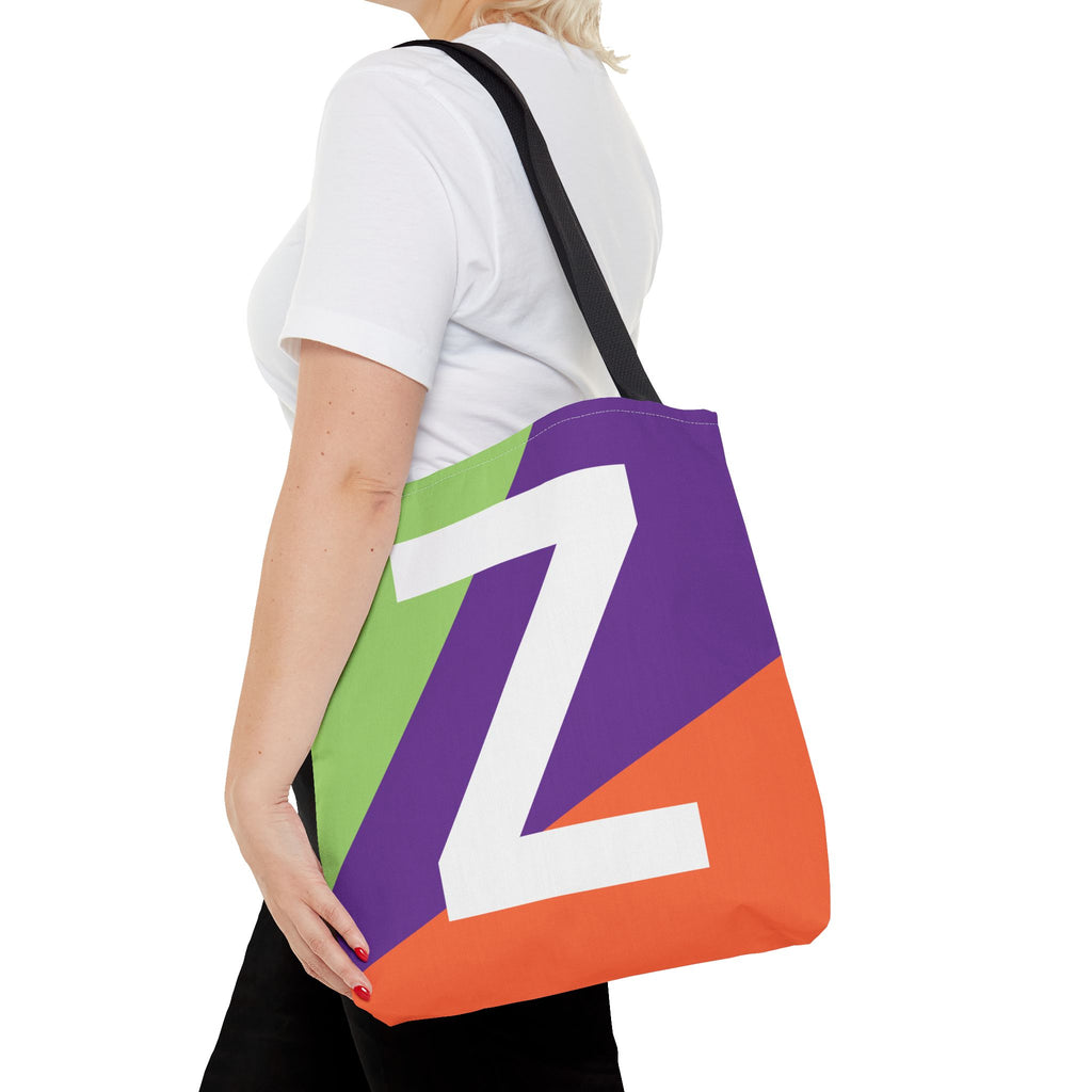 Monogram 'Z' Colorblock Tote Bag — Personalized Initial Z Shoulder Tote