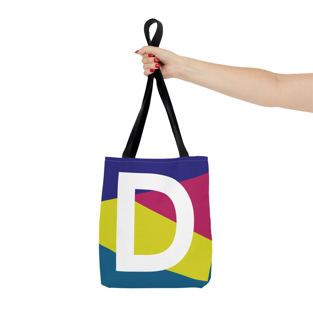 Monogram 'D' Colorblock Tote Bag — Personalized Initial D Shoulder Tote