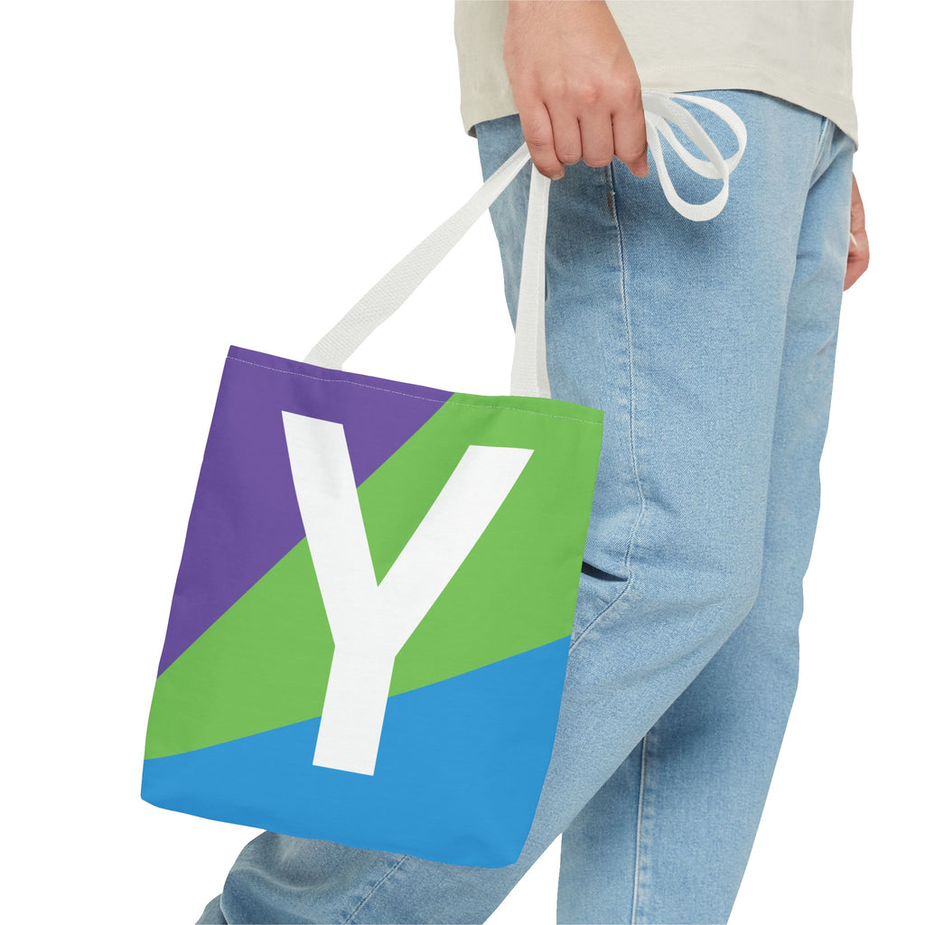 Monogram 'Y' Colorblock Tote Bag — Personalized Initial Y Shoulder Tote