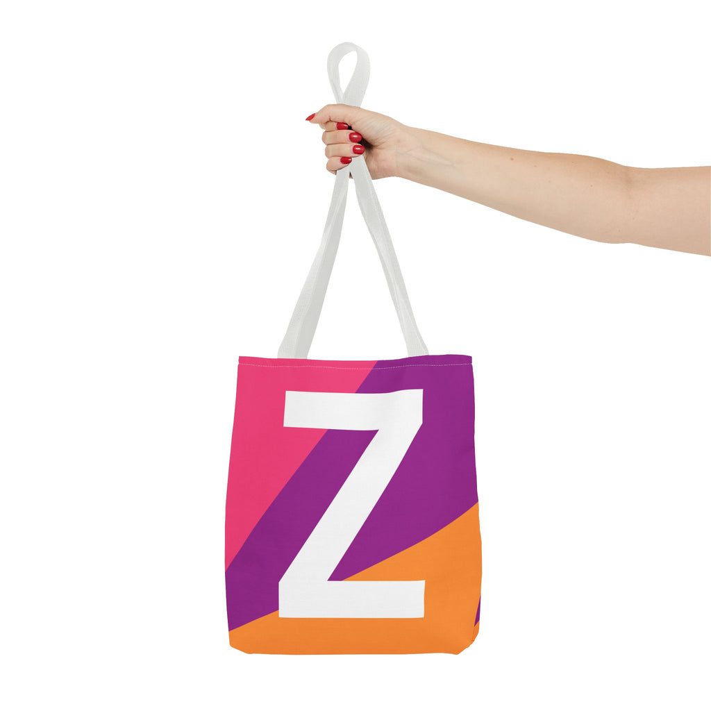 Monogram 'Z' Colorblock Tote Bag — Personalized Initial Z Shoulder Tote