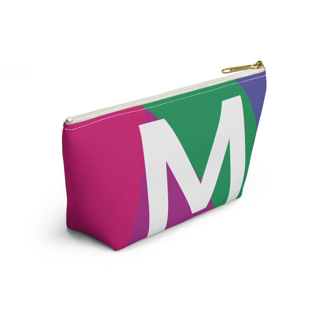Initials Colorblock Accessory Pouch — Monogram M T-Bottom Cosmetic Bag