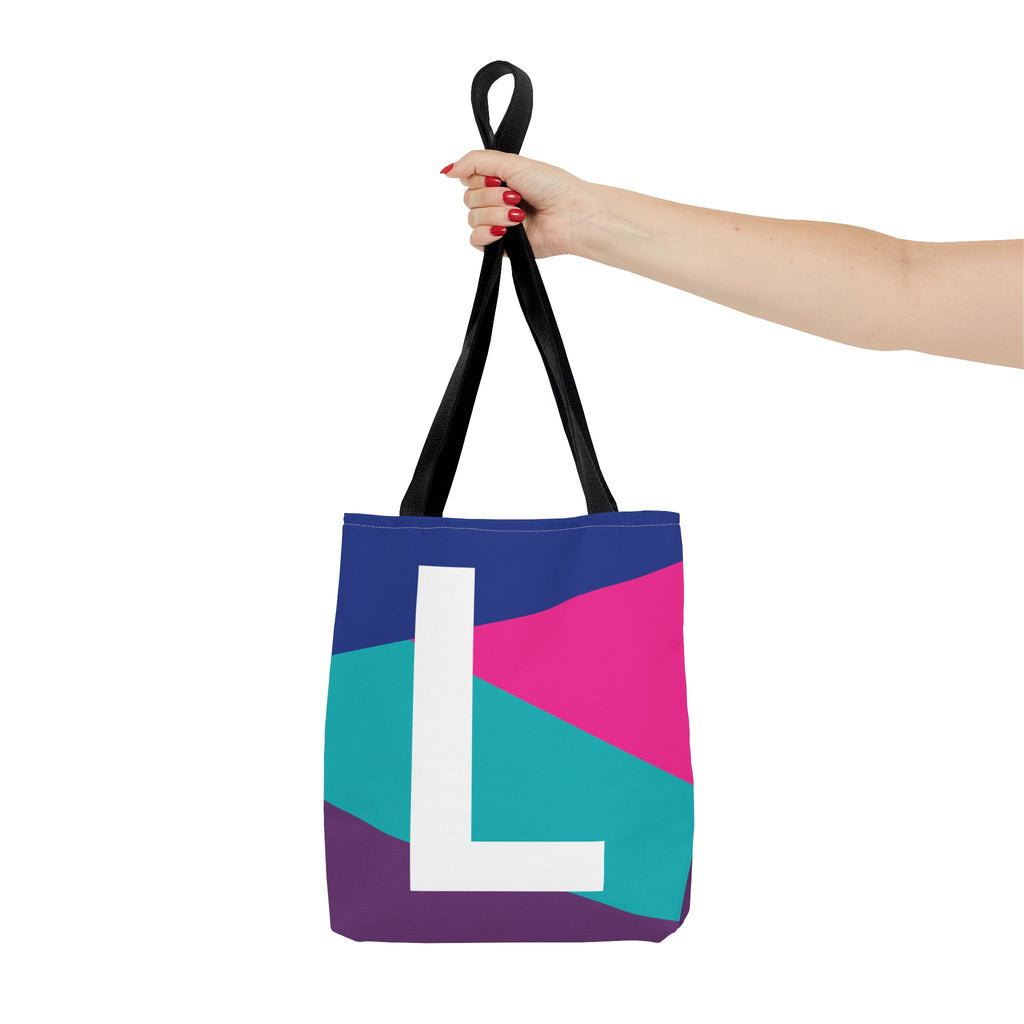Monogram 'L' Colorblock Tote Bag — Personalized Initial L Shoulder Tote