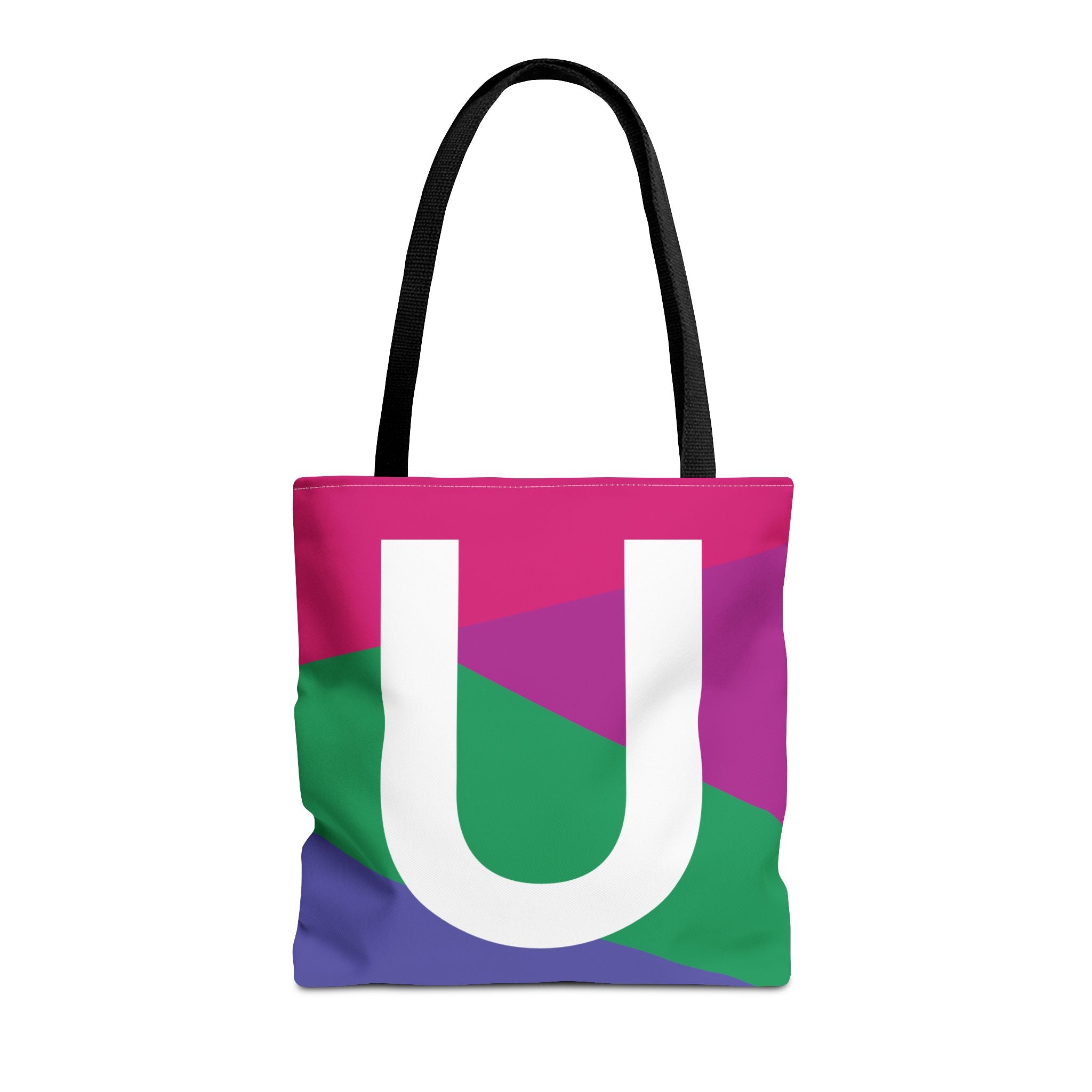 Monogram 'U' Colorblock Tote Bag — Personalized Initial U Shoulder Tote
